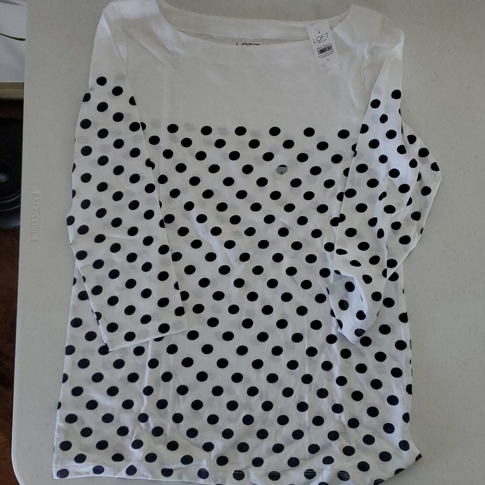 Loft Outlet Navy Polka Dot Boatneck Tee